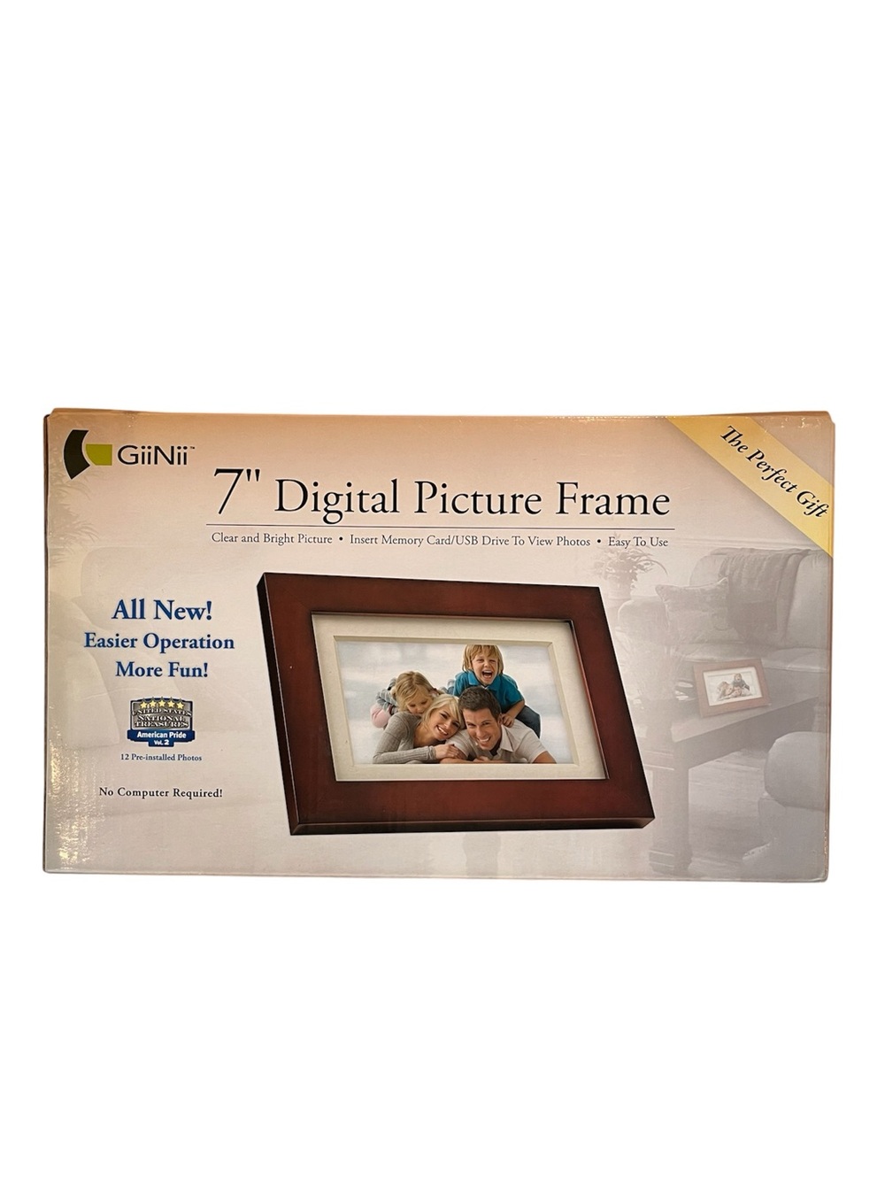 GiiNii 7" Digital Picture Frame - Brown